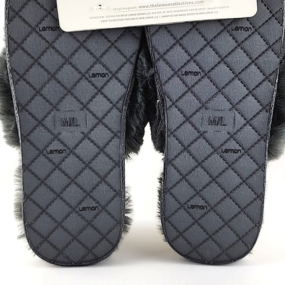 Lemon Women's Waterfront Solid Faux Fur Flip Flop Thong Silver Slippers Size M/L - Picture 6 of 11